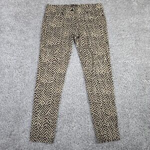 J.McLaughlin Ankle Pants Women's Size‎ 4 Tan Black Chevron Stretch Zig Zag Print